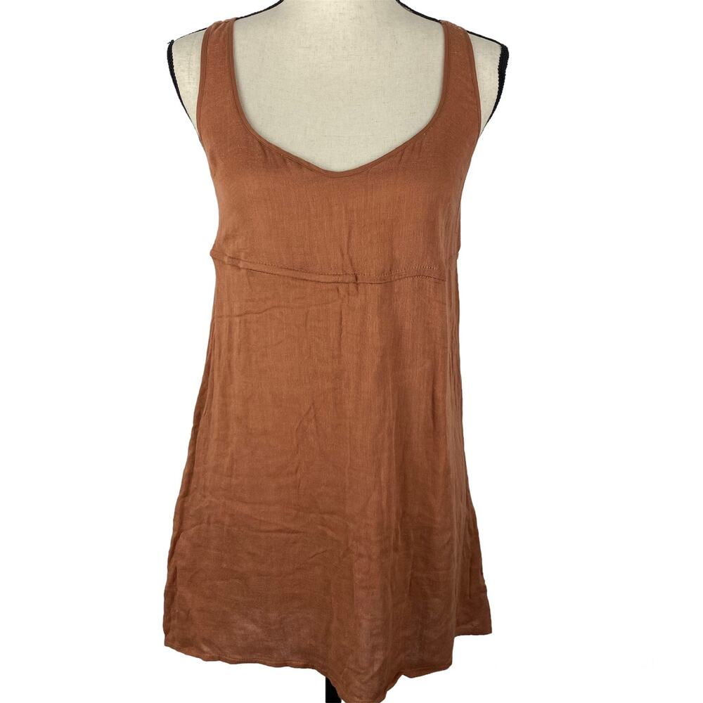 Staring at Stars Embroidered Dress Shift Orange Sweetheart Neck Tank Top  XS